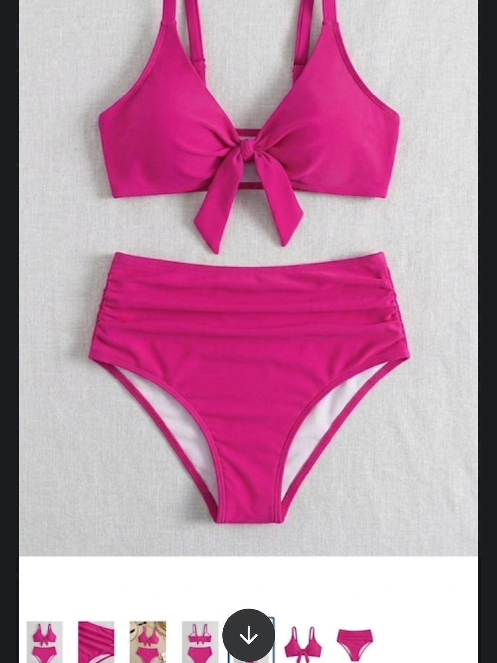 Cupshe Hot Pink Tie-Front High Waist Bikini Set